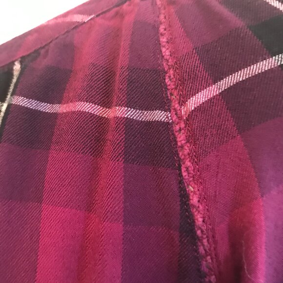 J Jill Burgundy Plaid Blouse - Size M - Picture 7 of 13